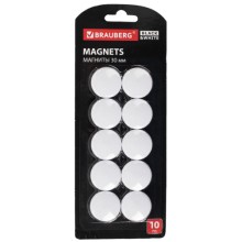 Набор магнитов Brauberg Black&White, 30 мм х 10 шт, белые (237467)