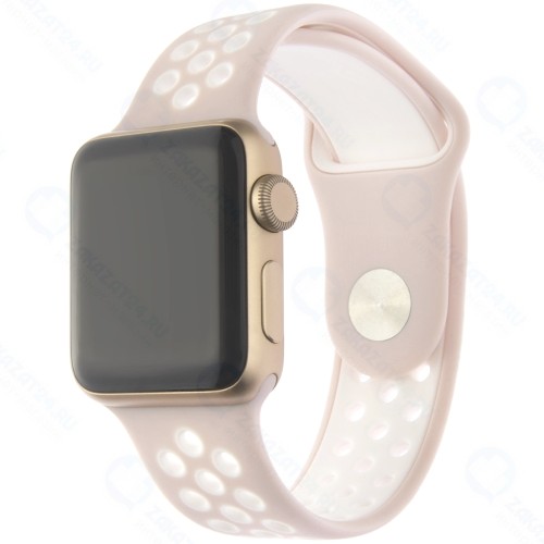 Ремешок InterStep Action для Apple Watch 38mm/40mm, силикон, розовый/белый (HWE-AWB40ACT-NP0503O-K100)