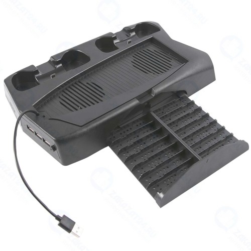 Подставка для консоли PlayStation 5 Digital Edition RED-LINE с охлаждением, с двумя зарядными станциями для геймпадов,черная (HS-PS5019)