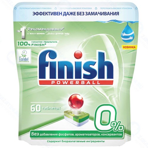 Таблетки для посудомоечной машины Finish 0%, 60 шт (3187929)