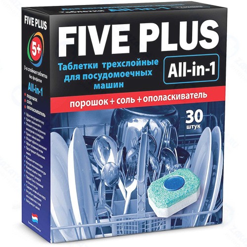 Таблетки для посудомоечных машин Five Plus All-in-1, 30 шт