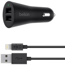 Автомобильное зарядное устройство Belkin BoostUP 2xUSB 4,8 А + кабель Apple Lightning 1,2 м Black (F8J221bt04-BLK)