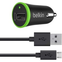 Автомобильное зарядное устройство Belkin USB + кабель microUSB 2.1A (F8M668BT04-BLK)