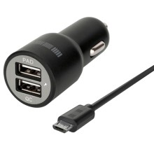 Автомобильное зарядное устройство InterStep 2 USB 2.4A + 2.4A + кабель microUSB + быстрая зарядка (IS-CC-MICROQCRT-000B201)