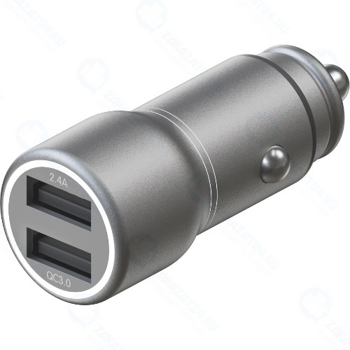 Автомобильное зарядное устройство InterStep Metal: 2xUSB + QuickCharge 3.0, 30W, Dark Grey (IS-CC-MQCHSG30W-000B210)