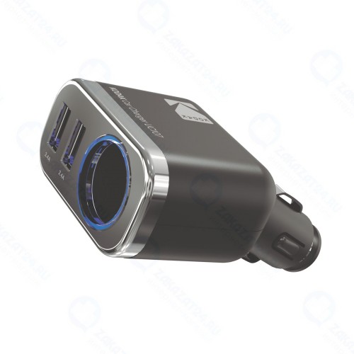 Разветвитель для прикуривателя Kodak 2хUSB 2,4 А, 12-24 W (UC107)