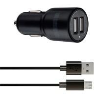 Автомобильное зарядное устройство InterStep Combo: 2USB + отдельный дата-кабель (microUSB)
