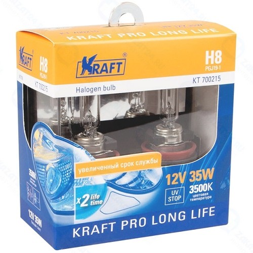 Автомобильные лампы Kraft Pro Long Life, 2 шт, H8, 12V, 35W (KT 700215)