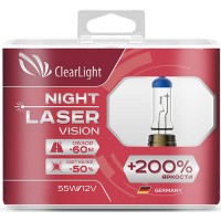 Лампа автомобильная галогенная Clearlight H7 12V-55W Night Laser Vision + 200%, 2 шт (MLH7NLV200)