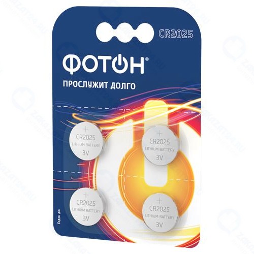 Батарейки Фотон литиевые CR2025, 4 шт (23622)