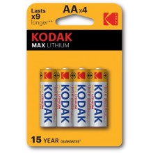 Батарейки Kodak Max Lithium AA (FR6-4BL) L91, 4 шт (30411517)