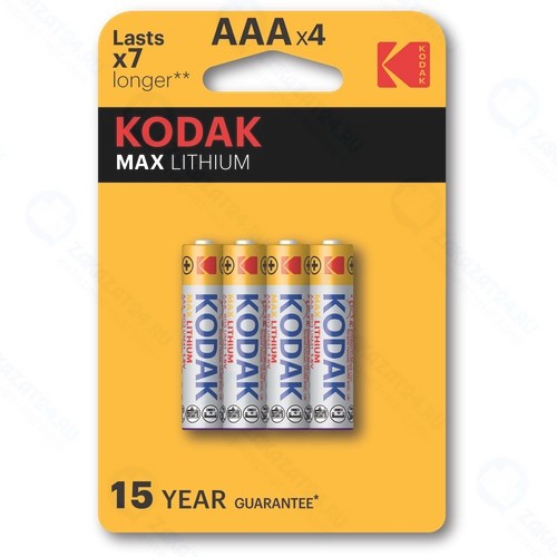 Батарейки Kodak Max Lithium (FR03-4BL) L92, 4 шт (30411524)