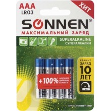 Батарейки Sonnen AAA (LR03, 24А), 4 шт (451096)