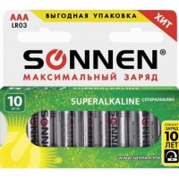 Батарейки Sonnen AAA (LR03, 24А), 10 шт (454232)