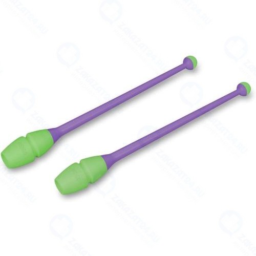 Булавы для художественной гимнастики Indigo 36 см, вставляющиеся, фиолетово-салатовые (IN017)