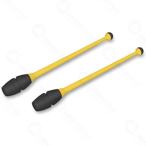 Булавы для художественной гимнастики Indigo 36 см, вставляющиеся, желто-черные (IN017)