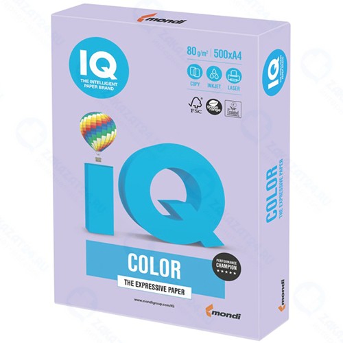 Цветная бумага для офиса IQ-COLOR А4, 80 г/м, 500 листов, тренд, бледно-лиловая (110677)