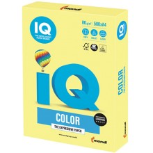Цветная бумага для офиса IQ-COLOR А4, 80 г/м, 500 листов, тренд, лимонно-желтая (110678)