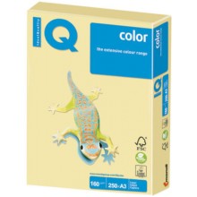 Цветная бумага для офиса IQ-COLOR А3, 160 г/м, 250 листов, пастель, желтая (110813)