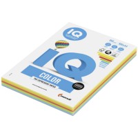 Цветная бумага для офиса IQ-COLOR А4, 160 г/м, 100 листов, микс интенсив (110852)