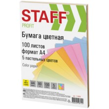 Цветная бумага для офиса Staff Profit, А4, 80 г/м, 100 листов, пастель (110889)