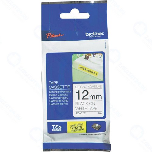 Лента для печати наклеек Brother TZES231 черный на белом фоне, 8 м