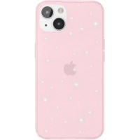 Чехол Deppa Chic для Apple iPhone 13, розовый/прозрачный/серебристые блестки (87929)
