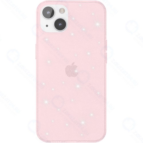 Чехол Deppa Chic для Apple iPhone 13, розовый/прозрачный/серебристые блестки (87929)