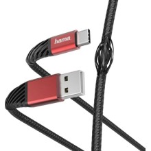 Кабель Hama USB Type-C, USB 2.0, 1,5 м Black/Red (00187218)