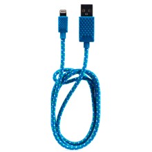 Кабель для iPod, iPhone, iPad Qumo MFI 8 pin, 1 м, тканевая оплетка, синий (19881)