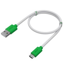 Кабель GCR USB-A/microUSB 3A QC 3.0, 1,5 м, белый/зеленый (52458)