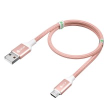 Кабель GCR USB-A/microUSB 3A QC 3.0, 0,5 м, розовый/белый (52464)