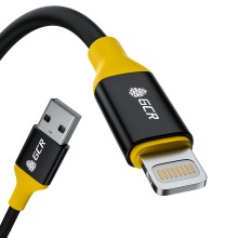 Кабель GCR USB-A/Lightning MFI, 1,2 м, черный/желтый (53078)