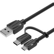 Кабель Vention USB Type C M+micro B 5pin/USB 2.0 AM, 0,5м, Black Edition (CABBD)