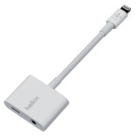 Переходник Belkin Lighting 8-pin папа/мама + Jack 3,5 мама White (F8J212btWHT)