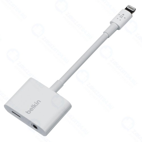 Переходник Belkin Lighting 8-pin папа/мама + Jack 3,5 мама White (F8J212btWHT)