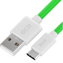 Кабель GCR USB/Type-C 0,5 м 5A QC 3.0, зеленый/белый (GCR-52493)