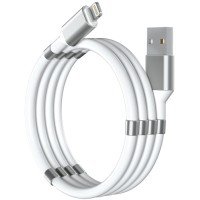 Кабель для iPod, iPhone, iPad InterStep Lightning-USB USB 2.0, 1,2 м, с магнитами, белый (IS-DC-LGUSMGNWH-120B210)