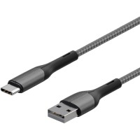 Кабель InterStep Type-C/USB2.0, 0,2 м, Dark Grey (IS-DC-TPCUSNYSG-020B210)
