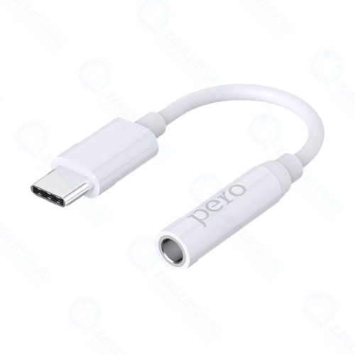 Адаптер PERO AD04 USB Type-C/Mini Jack 3,5 мм, белый (PRAD04TJWT)