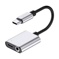 Адаптер PERO AD05 USB Type-C/Mini Jack 3,5 мм, серебристый (PRAD05TTSR)