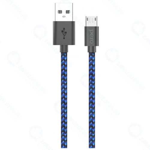 Кабель PERO DC-04 microUSB, 2А, 1 м Blue/Black (PRDC-04MU1MBB)