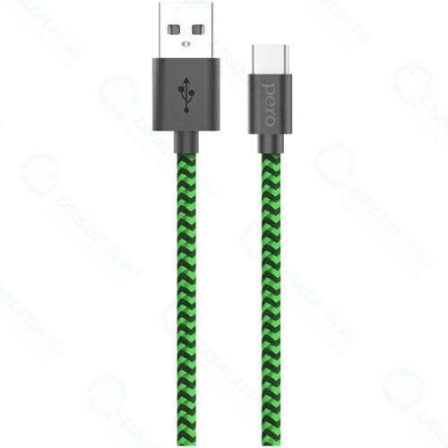 Кабель PERO DC-04 microUSB, 2А, 1 м Green/Black (PRDC-04MU1MGB)