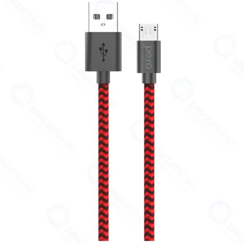 Кабель PERO DC-04 microUSB, 2А, 1 м Red/Black (PRDC-04MU1MRB)