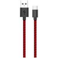 Кабель PERO DC-04 USB Type-C, 3А, 1 м Red/Black (PRDC-04TC1MRB)
