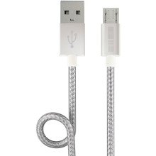 Кабель InterStep USB 2.0 - microUSB 2.0 Nylon, 1 м, Silver
