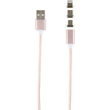 Кабель Red Line 3 в 1 USB Type-C/8-pin/micro USB Pink (УТ000012864)