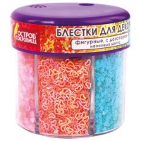 Блестки для декора ОСТРОВ-СОКРОВИЩ 6 цветов, диспенсер с дозатором, неоновые (662226)