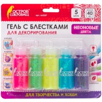 Гель с блёстками ОСТРОВ-СОКРОВИЩ 5 цветов, неоновый (662257)