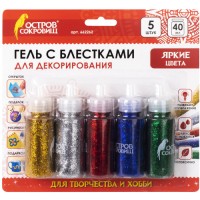 Гель с блёстками ОСТРОВ-СОКРОВИЩ 5 цветов (662262)